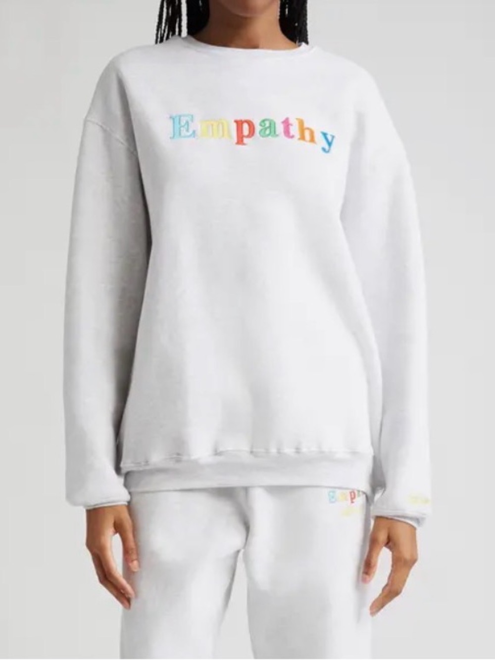 White 'Empathy' Crewneck Sweatshirt - Women's Casual Pullover